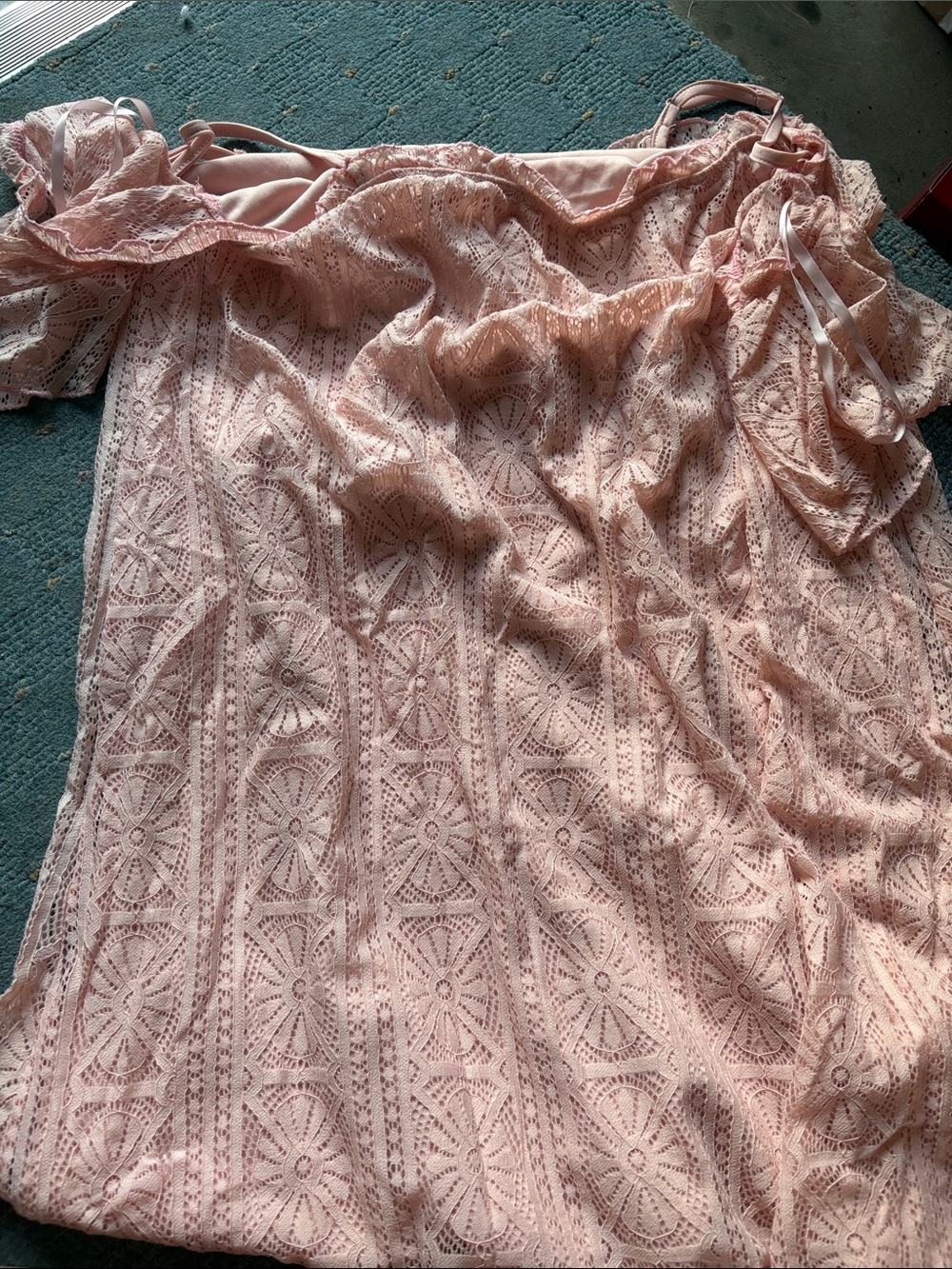 Blush Pink Lace Off-Shoulder Dress